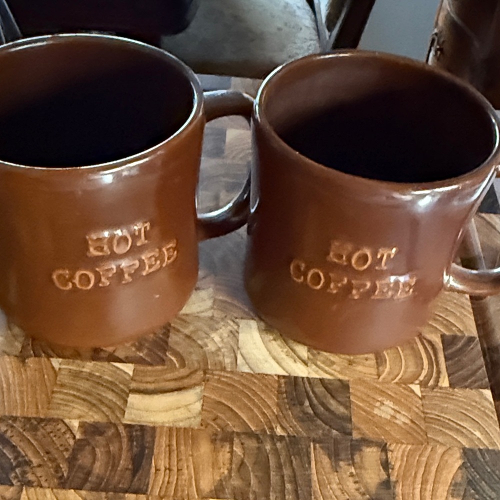 Two Starbucks Brown coffee mugs